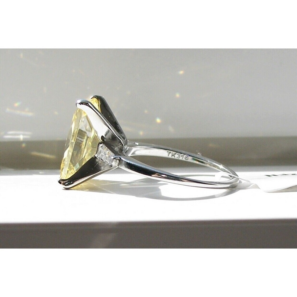 STAINLESS STEEL Canary Yellow Radiant Cut Cubic Zirconia Ring - Picture 10 of 16